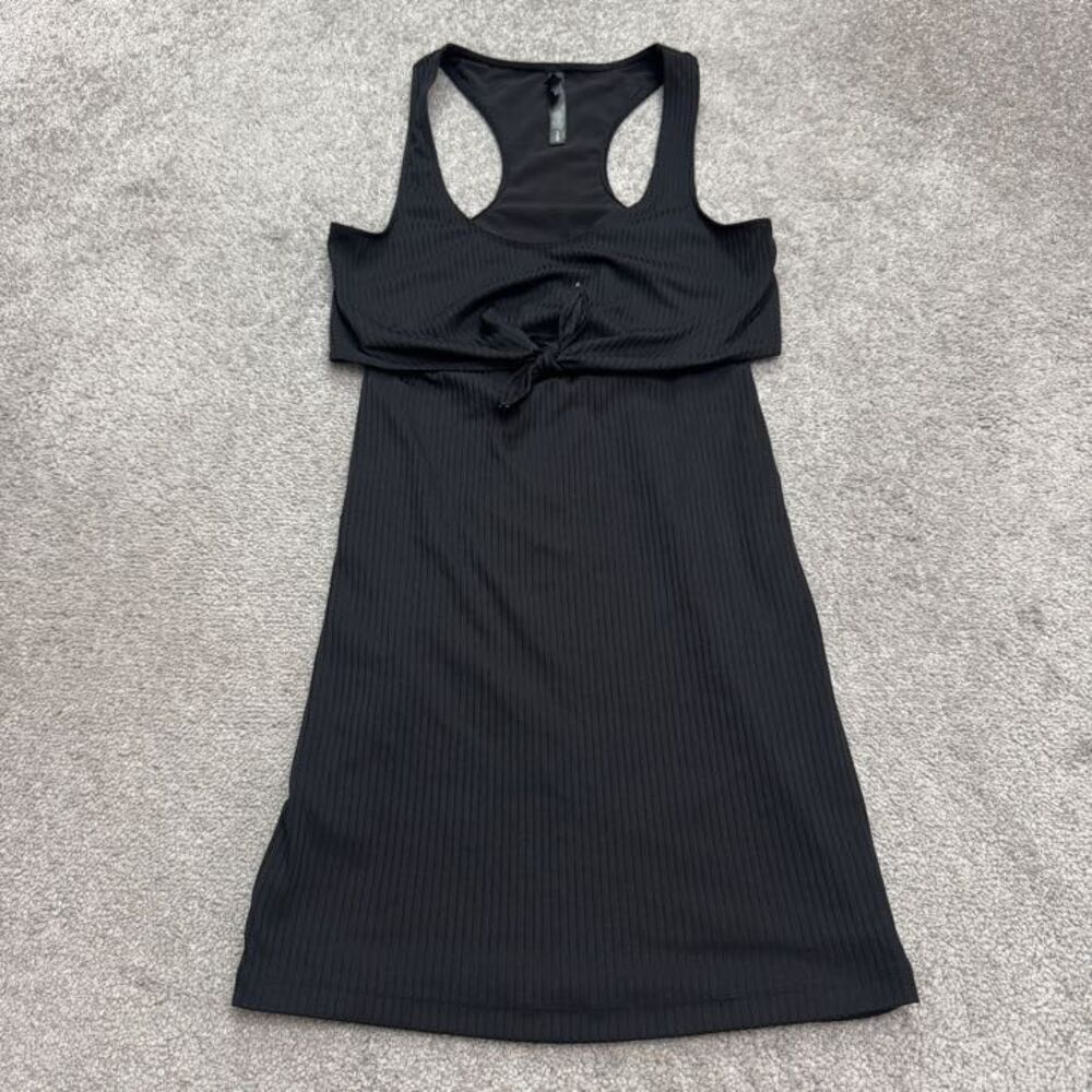 Victoria Sport Racerback Mini Bodycon Dress Womens Medium Black Rib Knit Cutout